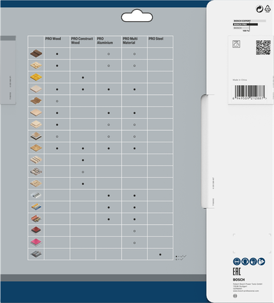 Lâmina de serra circular Bosch PRO Wood, embalagem 254 x 2,5 x 25 mm.